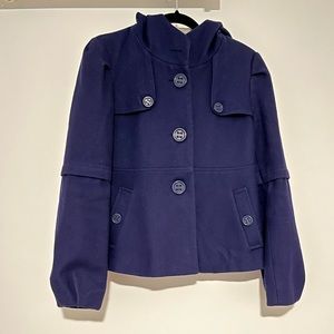 Anthropologie Elevenses Navy Pea Coat Size 6